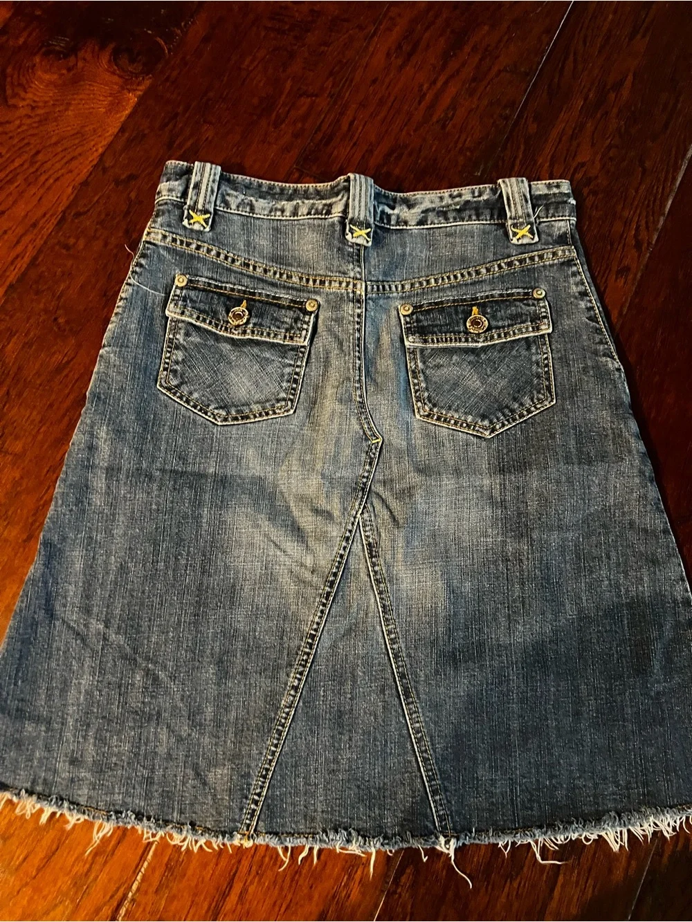Banana Republic Denim Mini Skirt Size 0 Petite Raw Hem Cargo Pocket